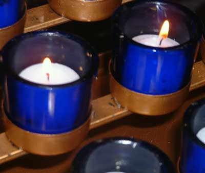 Votive candles at church
