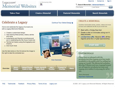 Legacy Memorial Websites